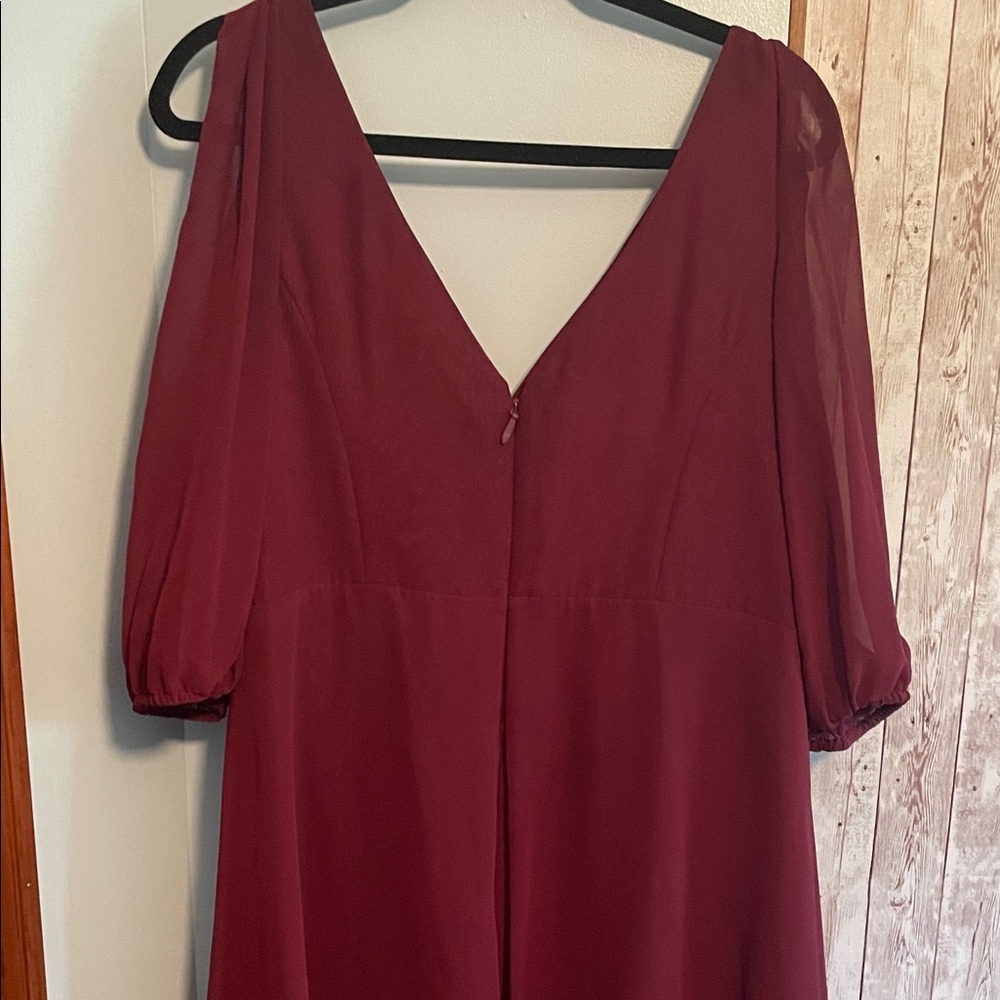 Azazie Long Sleeve Burgundy Gown - Picture 4 of 5
